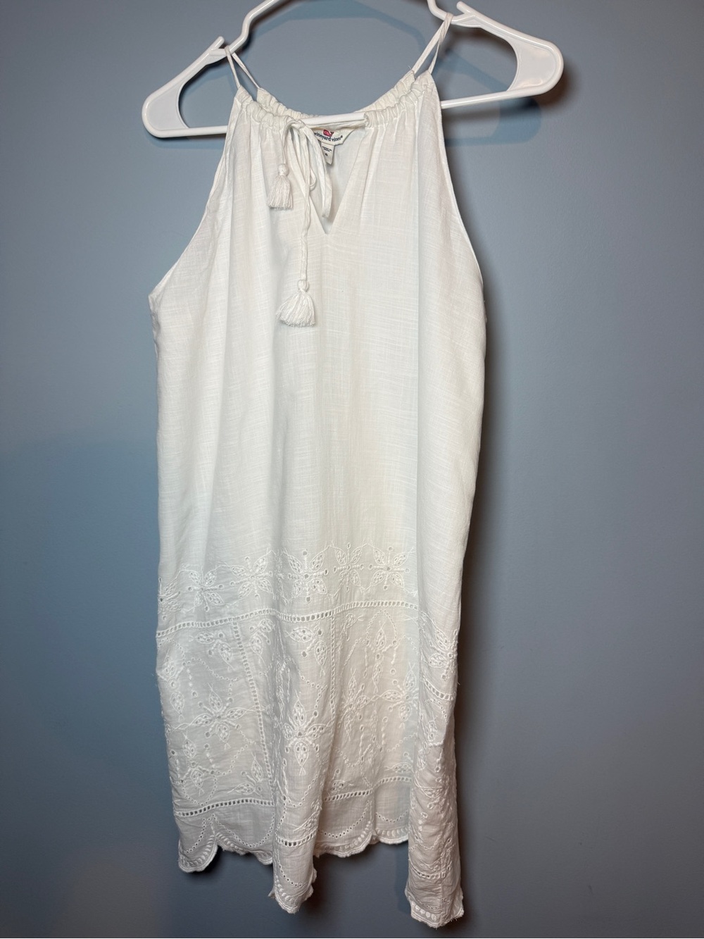 Vineyard Vines White Halter Tassel Mini Dress